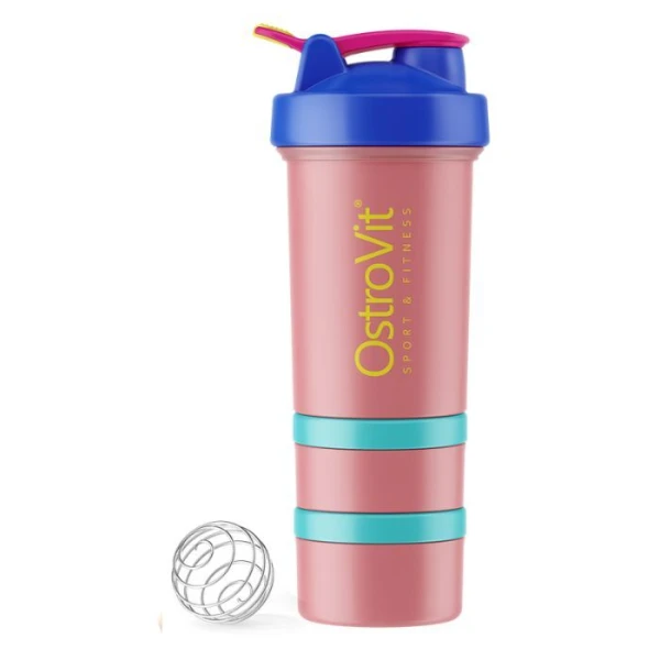 OstroVit, Shaker Premium Miami Vibes Edition, niebiesko-różowy, 450ml
