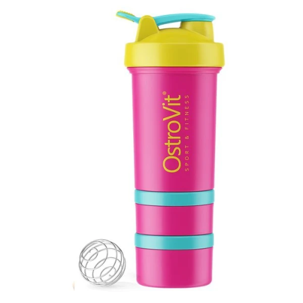 OstroVit, Shaker Premium Miami Vibes Edition, żółto-różowy, 450ml