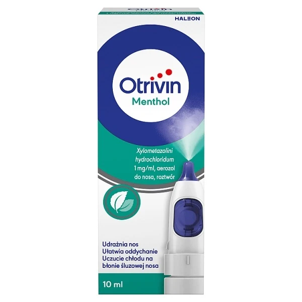 Otrivin Menthol 1mg/ml, aerozol do nosa, dla dorosłych i dzieci powyżej 12 lat, 10ml