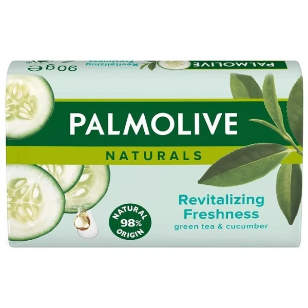 Palmolive Naturals Revitalizing Freshness Green Tea & Cucumber, mydło w kostce, z zieloną herbatą i ekstraktem z ogórka, 90g