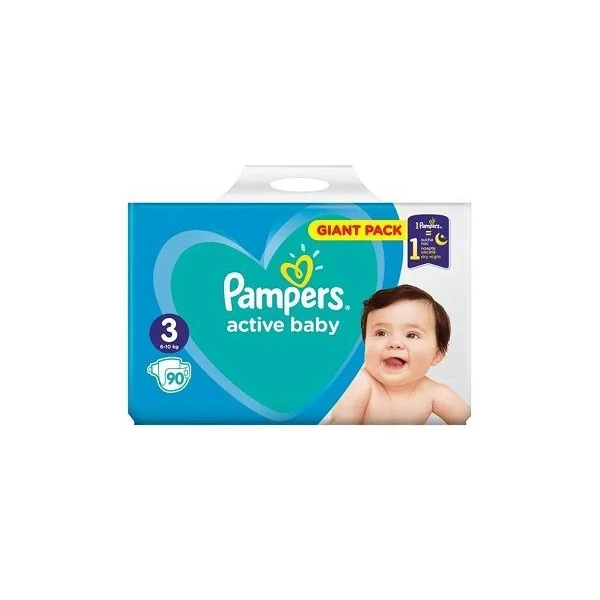 Pampers Active Baby, pieluszki jednorazowe, rozmiar 3, waga 6-10kg, 90 sztuk