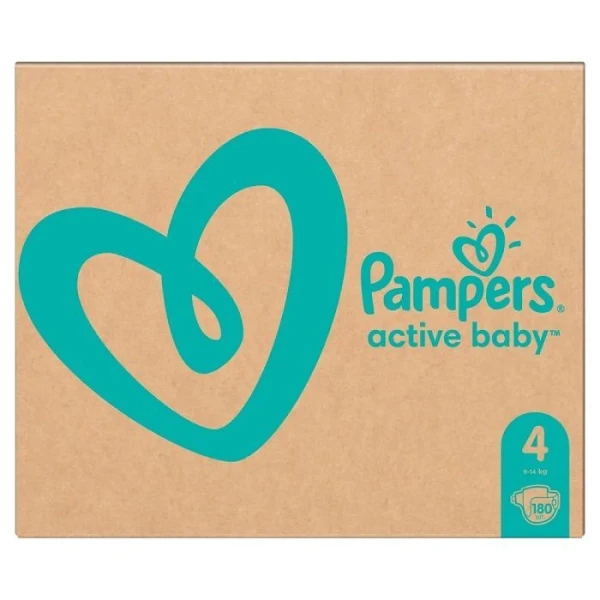 Pampers Active Baby, pieluszki jednorazowe, rozmiar 4, waga 9-14kg, 180 sztuk