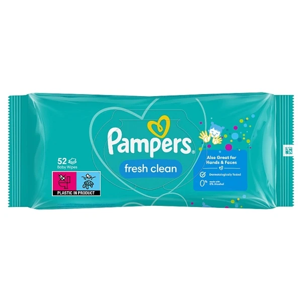 Pampers Fresh Clean, chusteczki nawilżane dla niemowląt, 52 sztuki