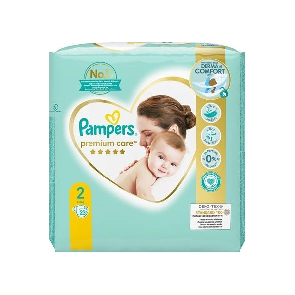Pampers Premium Care, pieluszki jednorazowe, rozmiar 2, waga 4-8kg, 23 sztuk