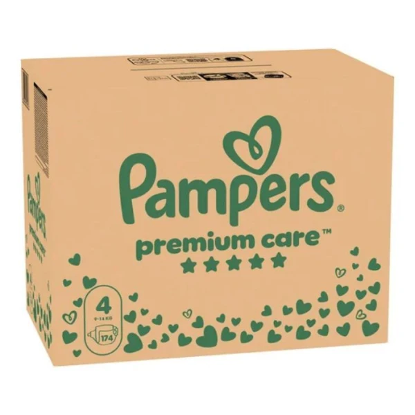Pampers Premium Care, pieluszki jednorazowe, rozmiar 4, waga 9-14kg, 174 sztuki