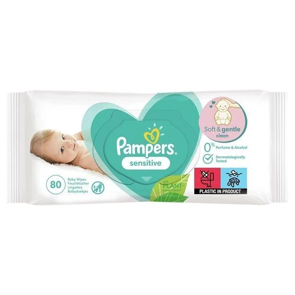 Pampers Sensitive, chusteczki nawilżane dla niemowląt, 80 sztuk