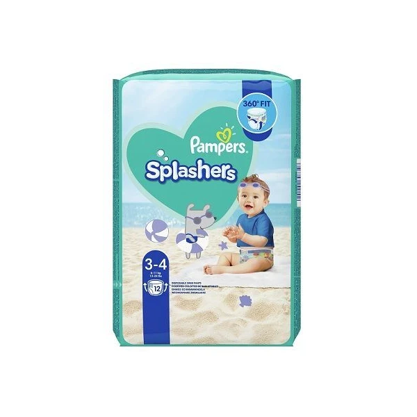 Pampers Splashers, pieluszki jednorazowe do pływania, rozmiar 3-4, waga 6-11kg, 12 sztuk