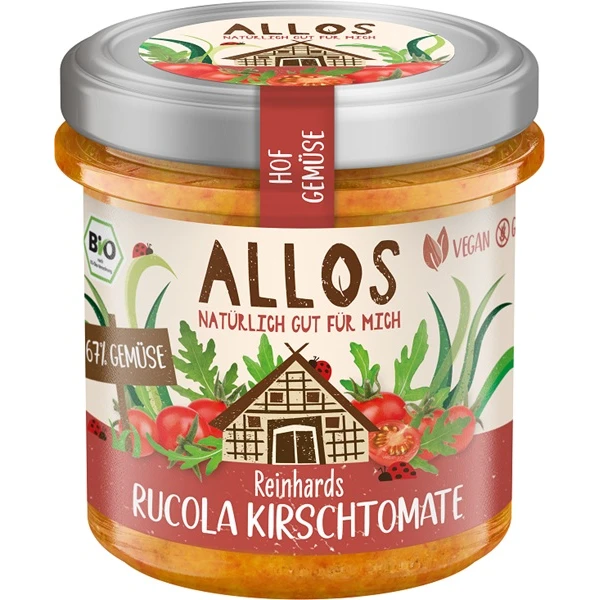 Allos, pasta warzywna z pomidorami cherry i rukolą, bezglutenowa, BIO, 135g