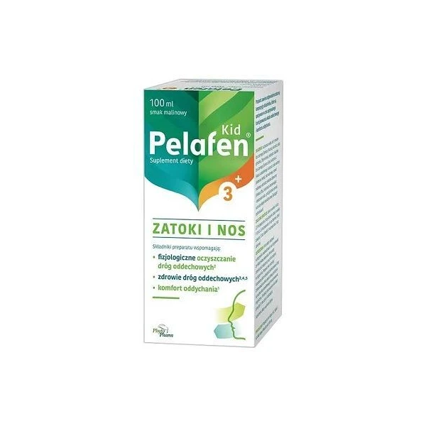 Pelafen Kid 3+, Zatoki i Nos, smak malinowy, płyn dla dzieci po 3 roku życia, 100ml