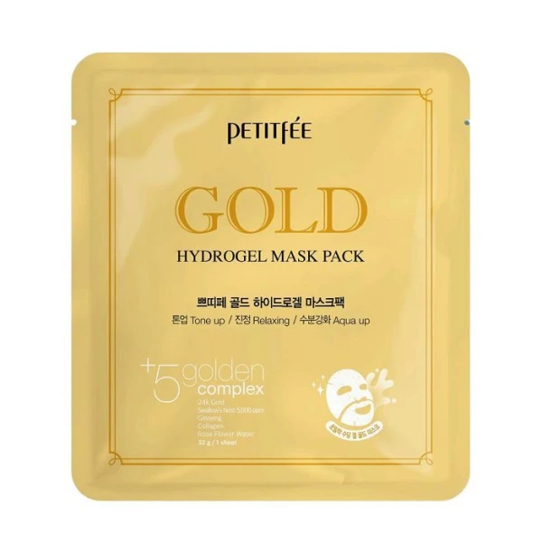 Petitfee Gold, hydrożelowa nawilżająco-kojąca maska ze złotem, 32g