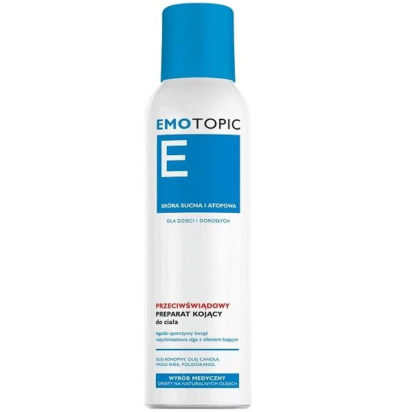 Emotopic, przeciwświądowy preparat kojący do ciała, spray, po 6 miesiącu życia, 150ml