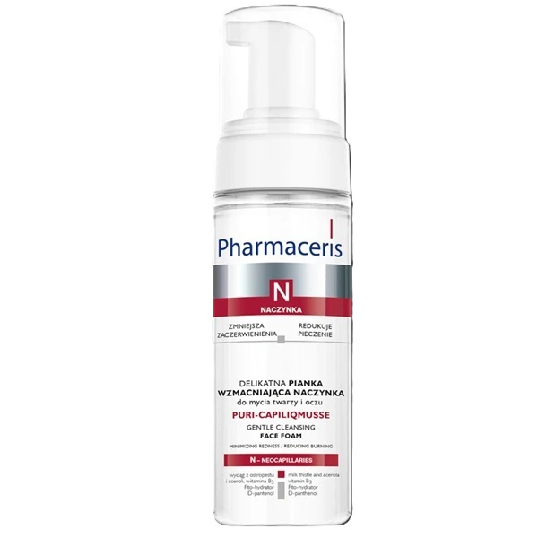 Pharmaceris N, Puri-Capiliqmusse, pianka wzmacniająca naczynka do mycia twarzy i oczu, 150ml