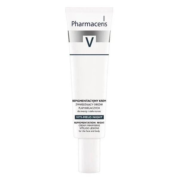 Pharmaceris V, Viti-Melo Night, repigmentacyjny krem zmniejszający obszar plam bielaczych, do twarzy i ciała, na noc, 40ml