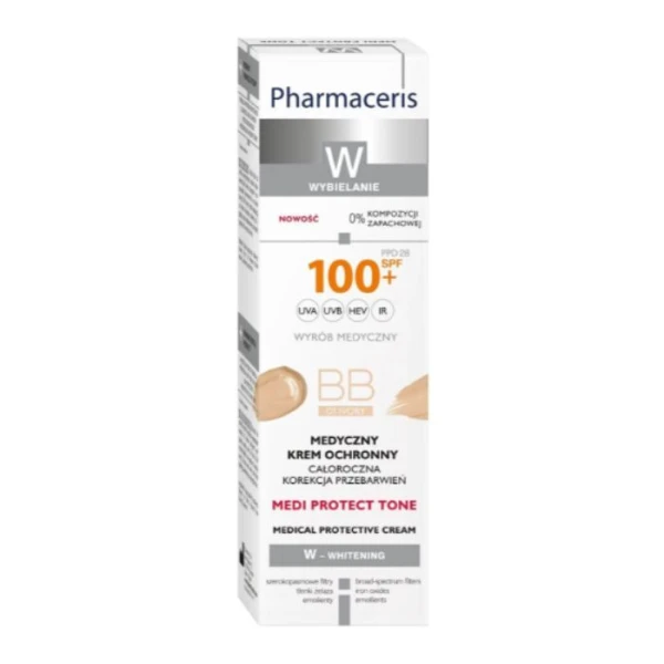 Pharmaceris W, Medi Protect Tone, medyczny krem ochronny BB, 01 Ivory, SPF 100+, 40ml