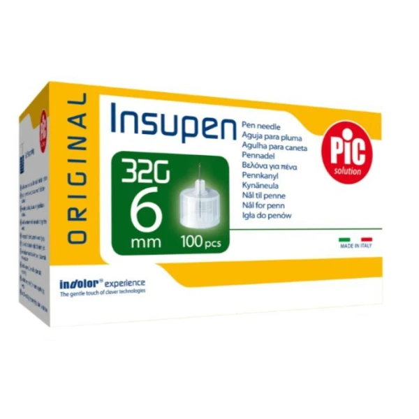 Pic Solution, Insupen Original, igły do penów insulinowych, 32G, 0,23 x 6mm, 100 sztuk