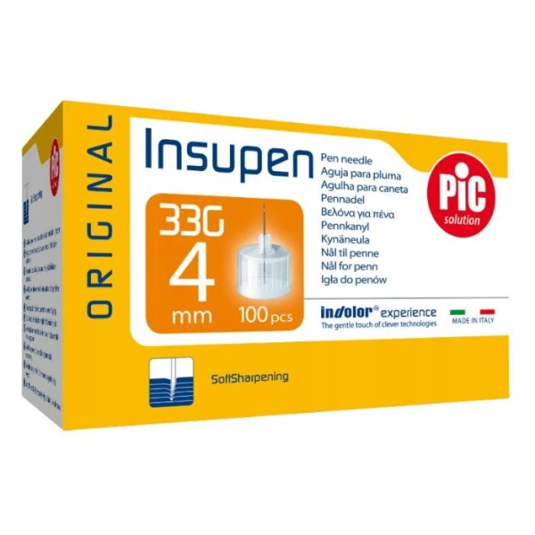 Pic Solution, Insupen Original, igły do penów insulinowych, 33G, 0,20 x 4mm, 100 sztuk