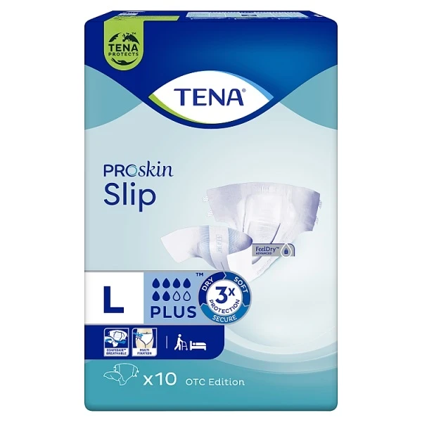 [DATA - 2026-10-31] Pieluchomajtki Tena Slip ProSkin Plus, rozmiar L, chłonność 6/8, 10 sztuk