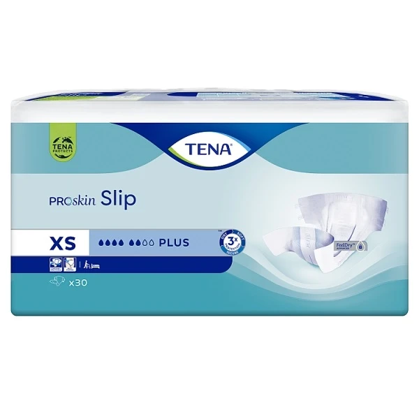 Pieluchomajtki Tena Slip ProSkin Plus, rozmiar XS, chłonność 6/8, 30 sztuk