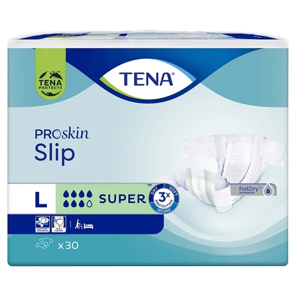Pieluchomajtki Tena Slip ProSkin Super, rozmiar L, chłonność 7/8, 30 sztuk