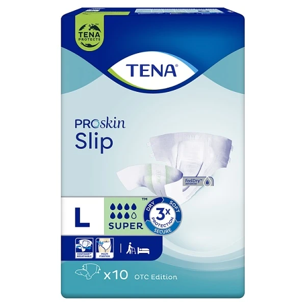 Pieluchomajtki Tena Slip ProSkin Super, rozmiar L, chłonność 7/8, 10 sztuk