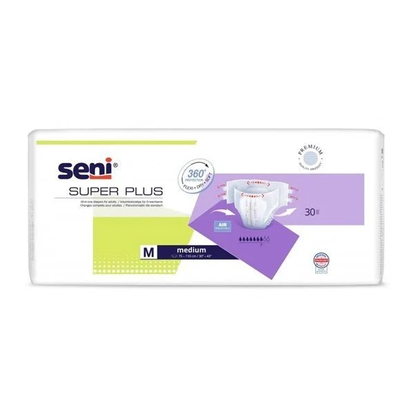 Pieluchomajtki Seni Super Plus, rozmiar M, chłonność 7, nowa wersja, 30 sztuk