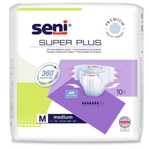 Pieluchomajtki Seni Super Plus, rozmiar M, chłonność 7/9, 10 sztuk