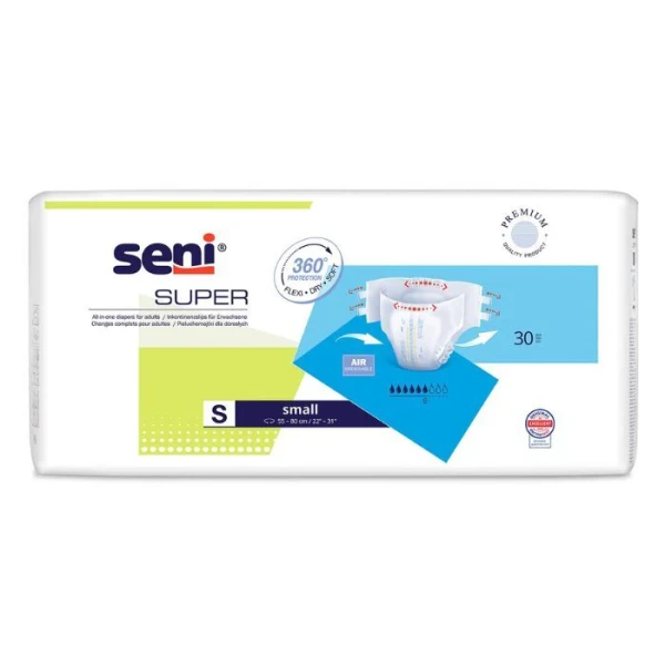 Pieluchomajtki Seni Super Small, rozmiar S, chłonność 6/9, 30 sztuk