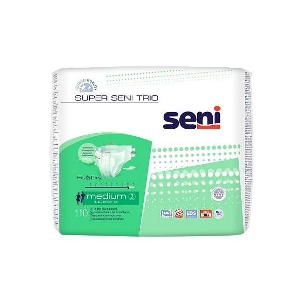 Pieluchomajtki Seni Super Trio, rozmiar M, chłonność 8, 10 sztuk
