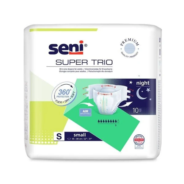Pieluchomajtki Seni Super Trio, rozmiar S, chłonność 8/9, 10 sztuk