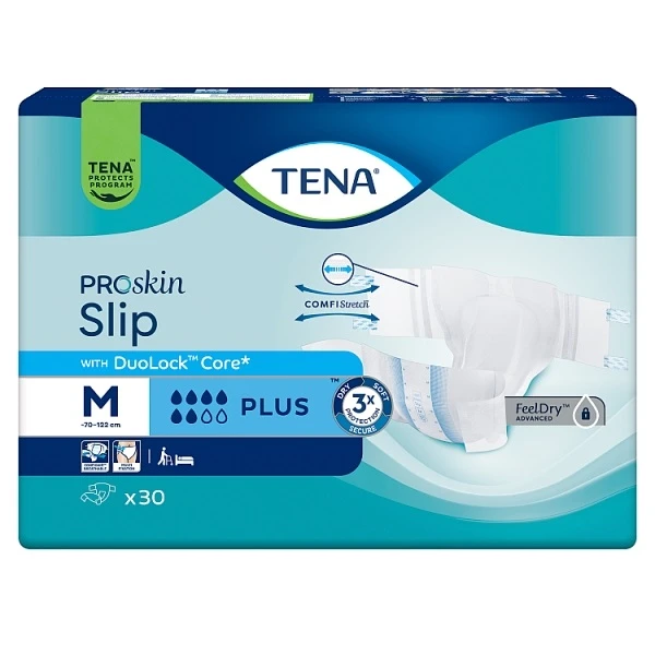 Pieluchomajtki Tena Slip ProSkin Plus, rozmiar M, chłonność 6/8, 30 sztuk