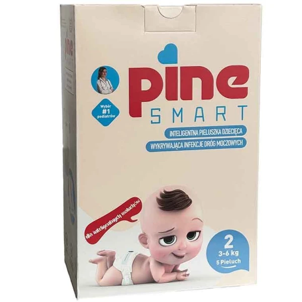 Pine Smart, pieluchy umożliwiające wykrycie infekcji dróg moczowych, rozmiar 2, mini, 3-6 kg, 5 sztuk
