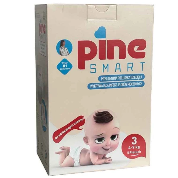 Pine Smart, pieluchy umożliwiające wykrycie infekcji dróg moczowych, rozmiar 3, midi, 4-9 kg, 5 sztuk