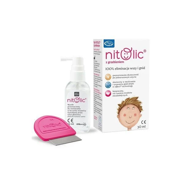 Pipi Nitolic, eliminacja wszy i gnid, spray + grzebień, 30ml