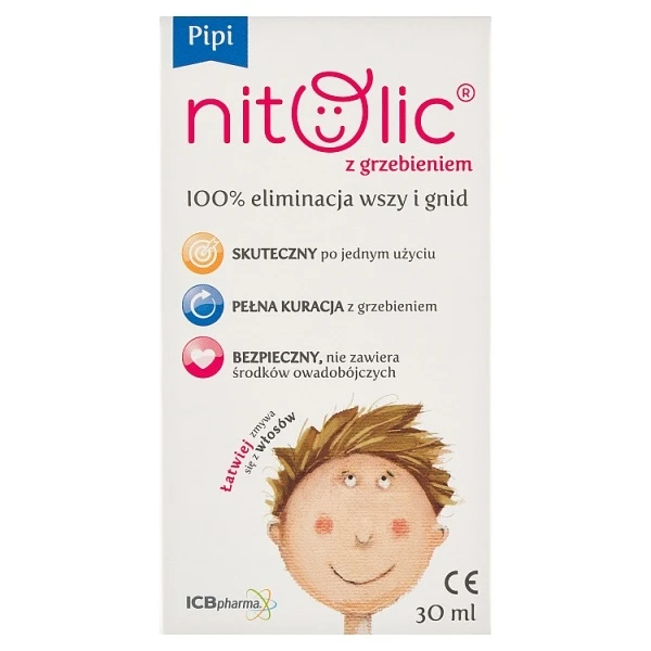 Pipi Nitolic, eliminacja wszy i gnid, spray + grzebień, 30ml