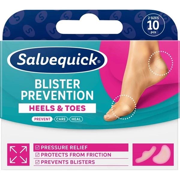 Plastry na pęcherze na piętach i palcach stóp, Salvequick Blister Prevention Heels & Toes, 10sztuk