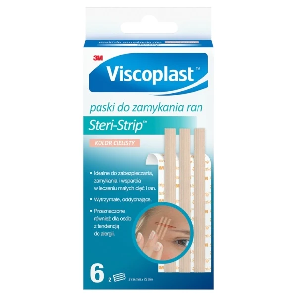 Paski do zamykania ran, Steri-Strip, cieliste, Viscoplast, 6 sztuk