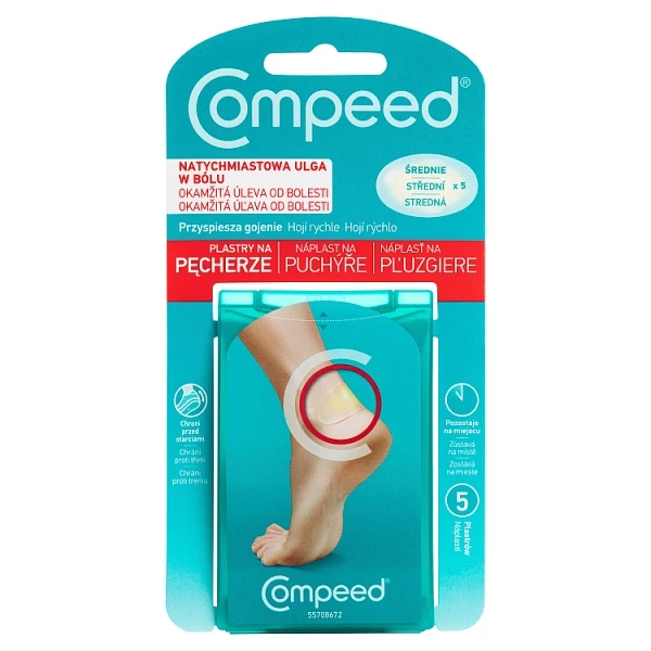 Plastry na pęcherze, Compeed, średnie, 5 sztuk