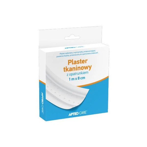 Plaster tkaninowy z opatrunkiem, Apteo Care, do cięcia, biały, 1m x 8cm, 1 sztuka