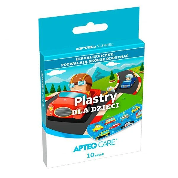 Plastry dla dzieci, Apteo Care, samochody, 72 x 25mm, 10 sztuk