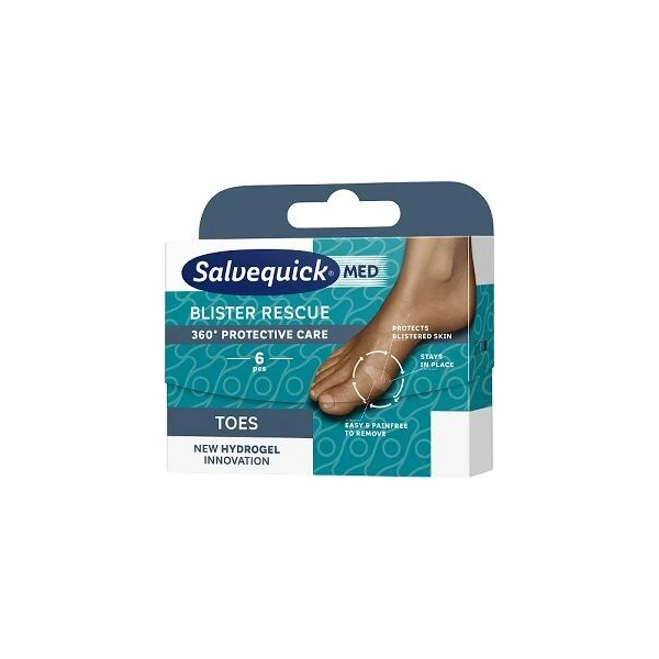 Plastry hydrożelowe na pęcherze między palcami, Salvequick Rescue Toes, 6 sztuk