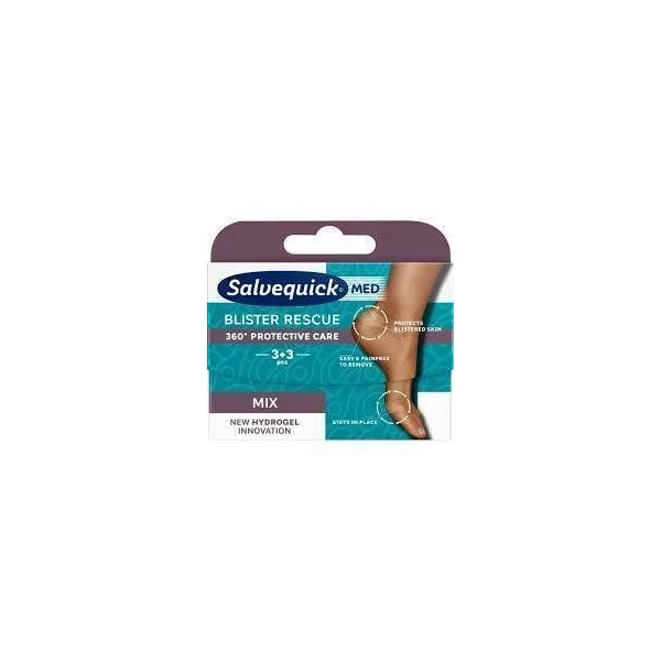 Plastry hydrożelowe na pęcherze, Salvequick Rescue Mix, 6 sztuk
