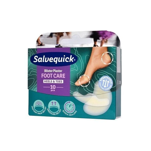 Plastry na pęcherze i otarcia, Salvequick Foot Care, mix, 10 sztuk