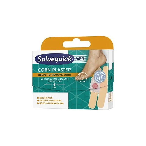 Plastry ochronne na odciski z kwasem salicylowym, Salvequick Corn, 6 sztuk