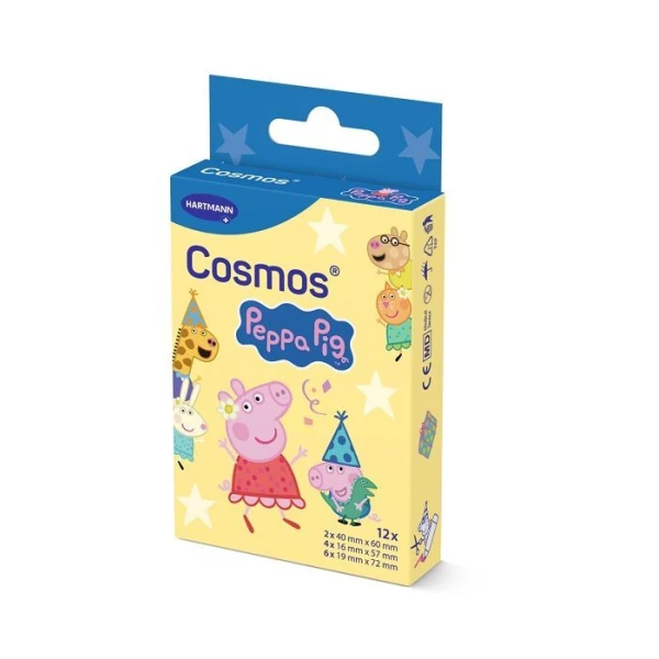 Plastry opatrunkowe Cosmos Peppa Pig, 3 rozmiary, 12 sztuk