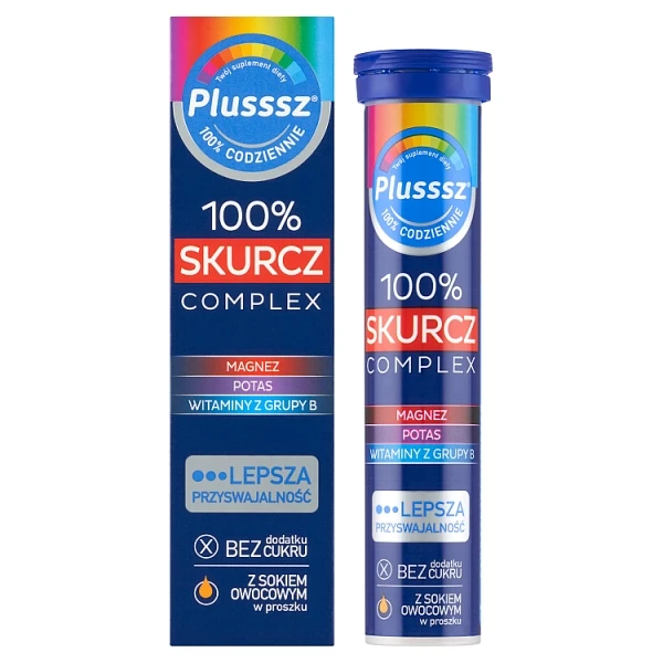 Plusssz 100% Skurcz Complex, smak pomarańczowo-grejpfrutowy, 20 tabletek musujących