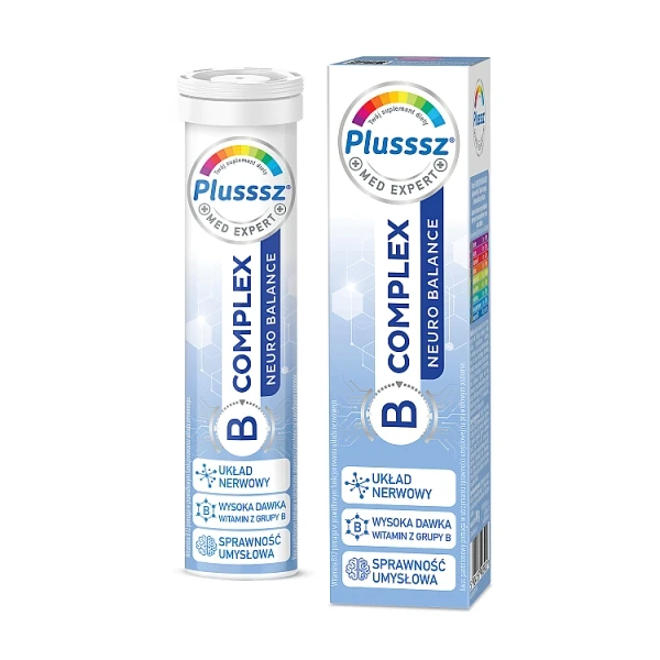 Plusssz B Complex Neuro Balance, smak pomarańczowo-brzoskwiniowy, 20 tabletek musujących