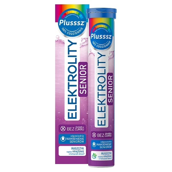 Plusssz Elektrolity Senior 100% Complex, smak malinowo-cytrynowy, 24 tabletki musujące
