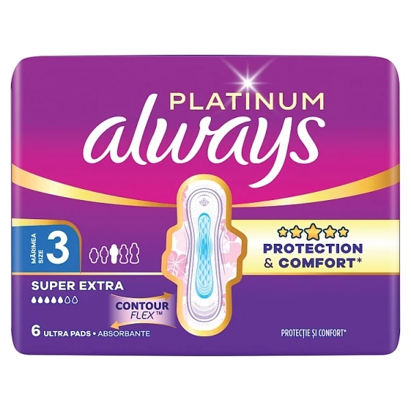 Always Platinum Day&Night, podpaski ze skrzydełkami, 6 sztuk
