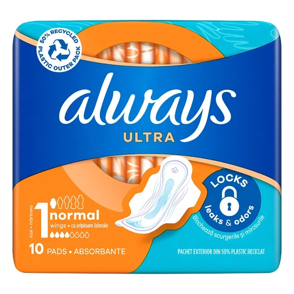 Always Ultra Day Normal, podpaski ze skrzydełkami, 10 sztuk