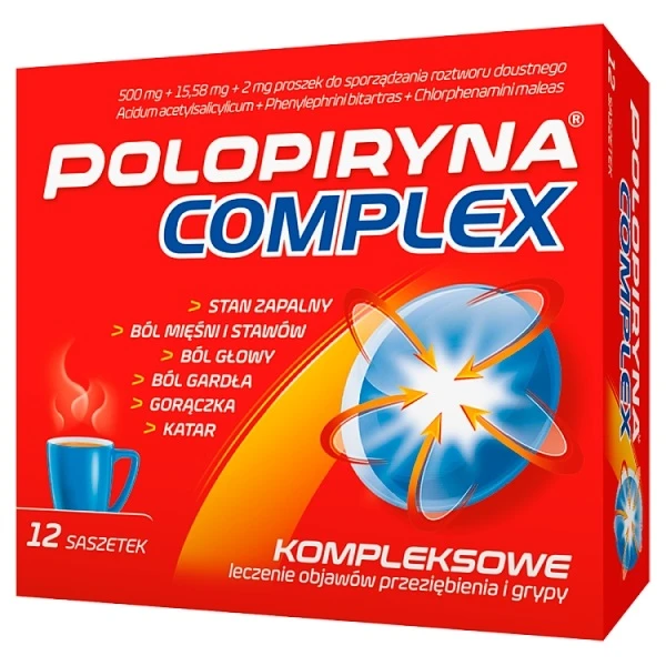 Polopiryna Complex (500mg+15,58mg+2mg), proszek, 12 saszetek